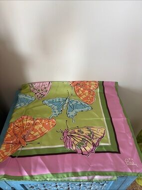 Vintage 90s Lilly Pulitzer, silk butterfly scarf